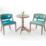 法式复古椅酒店椅做旧实木椅欧式美式餐椅美甲椅休闲椅咖啡厅餐椅