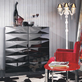 高端定制艺术创意黑色钢琴烤漆六斗柜抽屉柜餐边柜鞋柜现代时尚