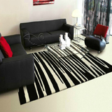 时尚黑白条纹宜家地毯客厅茶几沙发 卧室床边书房手工地毯定制