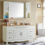 欧式落地浴室柜组合橡木pvc柜洗脸盆柜大理石卫生间洗漱台镜柜