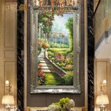 欧式手绘油画厚油花园风景FH30别墅客厅走道玄关楼梯壁炉装饰画
