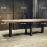 美式复古做旧餐桌实木会议桌原木办公桌创意工作台会议桌书桌家具