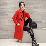 韩版2016秋冬新款羊绒大衣女士显瘦羊毛呢外套中长款休闲直筒加厚
