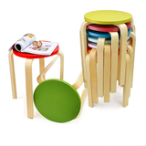 实木彩色小圆凳子彩色化妆凳  宜家客厅简约创意餐桌凳多彩木凳子