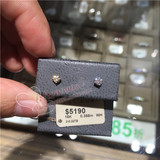 香港代购  TSL谢瑞麟18K镶钻经典四爪耳钉耳环，不同大小分数也有