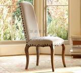 外贸出口原单 欧式仿古实木家具 铆钉餐椅亚麻布椅实木椅办公椅