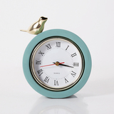 简约现代风格天蓝色小鸟创意床头柜小座钟摆件时尚书房个性闹钟