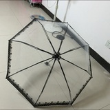 超轻折叠透明伞学生女韩国创意迷你公主伞小清新英伦三折雨伞包邮