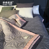 亦良优品 可机洗绗缝四季床盖 简约北欧纯色撞色床单床垫绗缝被子