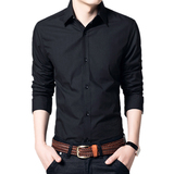 【天天特价】男士长袖衬衫职业正装纯黑色长袖衬衣修身韩版青少年