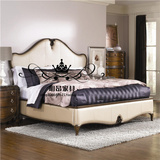 美式实木床欧式地中海新古典橡木雕刻真皮床简欧双人床卧室婚床