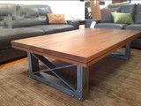 美式铁艺实木餐桌咖啡桌子简约欧式长方形客厅办公桌书桌茶几