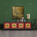 四联甘肃电视柜炕柜坐柜飘台柜客厅地柜彩绘可定实木中式仿古家具