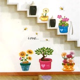 卧室温馨客厅背景花卉3d立体创意墙贴纸立体墙壁里的花瓶贴画包邮