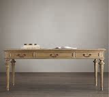 定制美式乡村实木书桌法式复古做旧书桌书房桌新古典时尚高端家具