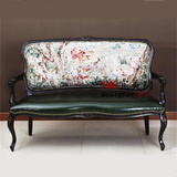 美式法式布艺沙发椅实木雕花双人沙发新古典复古做旧出口外贸家具