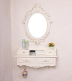 现代时尚梳妆台卧室收纳盒韩式欧式房间墙上壁挂镜化妆台凳子包邮