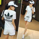 夏季2016韩版显瘦休闲运动套装短款短袖短裤夏装高端跑步运动服女