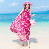 夏波西米亚沙滩裙海边度假雪纺连衣裙中长款大码显瘦胖MM长裙