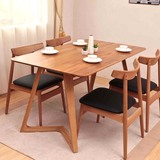 纯实木餐桌椅组合6人黑胡桃色简约白橡木北欧家具创意日式餐桌宜