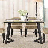 实木餐桌椅组合6人家具 北欧日式小户型4人黑色橡木长方形饭桌子