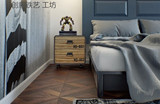 美式创意复古简约实木松木床头柜卧室边柜带轮可移动带锁个性设计
