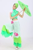 新款古典舞蹈服装江南雨表演服伞舞演出服民族扇子舞台秧歌服包邮