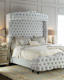 美式布艺软包双人床新古典高靠背拉扣床小户型卧室婚床1.8大床