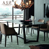 实木大理石台面桌椅组合现代组装经济型家用户型4人6人长方形饭桌