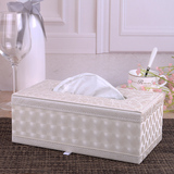家用欧式皮革纸巾盒创意 客厅餐巾抽纸盒汽车载纸抽盒可爱木定制