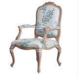 美式实木复古餐椅书桌椅欧式休闲椅影楼椅子雕花复古单人沙发椅子