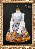 +Museo del Prado+ 原创设计 复古赫本时尚简洁油画印花连衣裙002