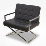 现代客厅时尚椅 个性单人沙发椅子 围椅圈椅金属简约皮艺休闲椅子
