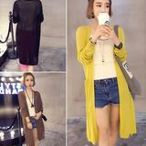 2016夏季新款韩版女装潮显瘦通勤单件直筒薄款中长款长袖开衫外套