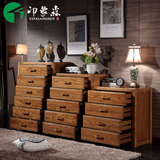 新中式全斗柜 榆木四五六斗柜 抽屉收纳储物柜 客厅实木家具