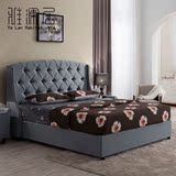 美式布艺床1.8米 北欧双人床小户型简约现代床新古典婚床布床