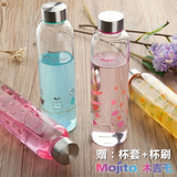 日本mojito创意樱花玻璃杯子带盖耐热透明水杯星巴克随行便携水瓶