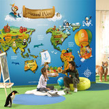 艾加美图/大型定制壁画北欧宜家客厅儿童房背景墙纸壁纸/卡通地图