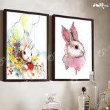 可爱温馨甜美兔兔 定制纯手工油画装饰画 卧室首选装饰画壁画挂画
