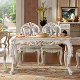 大理石餐桌长方形欧式大理石餐桌椅组合餐椅实木小户型方桌象牙白