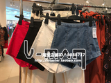 HM香港代购H＆M潮女装专柜正品白色高腰牛仔休闲裤短裤子修身夏季