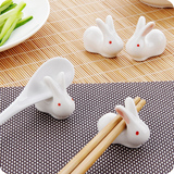 日式可爱小兔筷架筷托 创意家用餐具陶瓷筷子架 筷子托枕勺子架