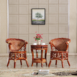 藤椅三件套天然印尼藤编圈椅真藤艺家具客厅藤椅茶几组合