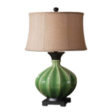 出口外销新中式绿色裂纹釉陶瓷台灯简约现代欧美式样板房装饰灯具