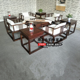 现代新中式禅意茶桌沙发椅组合老榆木纯实木免漆客厅会所会客家具