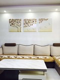 沙发背景墙画现代立体浮雕壁画三联客厅装饰画挂画发财树