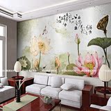 中式客厅餐厅3d水墨荷花壁画电视背景墙纸卧室沙发中国风壁纸古典