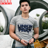 夏装衣服男士修身圆领印花Linkin Park林肯公园紧身t恤短袖半袖潮