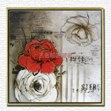 【三色】纯手工油画 时尚无框画现代装饰挂画壁画抽象红白玫瑰花