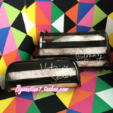 Victoria's secret维多利亚的秘密PVC透明黑条纹收纳化妆包